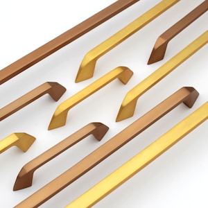 Modern Matte Copper/Gold Cabinet Handle - Slim Furniture Pull
