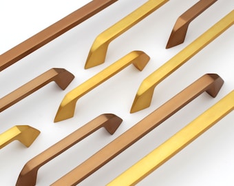 Modern Matte Copper/Gold Cabinet Handle - Slim Furniture Pull