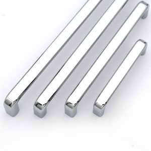 Polished Chrome Modern Curved Cabinet Pull: Solid Bar Handle
