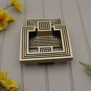 Modern square door knocker in brass / brass knocker  Brass front door knocker | beautiful front door decor | Unique Front Door Furniture