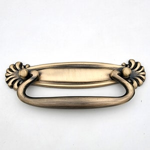 Antique Bronze Brass Drop Bail Pull: Rustic Dresser Drawer Handle