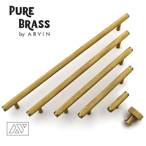 Modern Knurled Solid Brass Cabinet Pull Handle - Gold Furniture Hardware