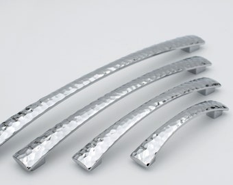 Hammered Chrome Cabinet Pull: Modern Nickle Bar Handle