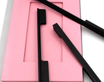 Modern Black Cabinet Pull: Long Drawer Handle, Furniture Knob