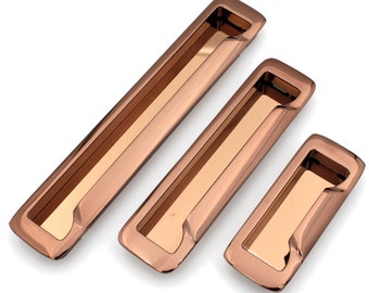 ABVIN Sliding door Concealed handles Flush Pull in PVD Glossy Copper finish Cabinet Dresser Furniture Slider Handle And Drawer pulls - 1 pcs
