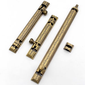 ABVIN Solid Brass Antique Gate Door Latch Slot Vintage Western Door Safe Latch Lock Tower bolt - 1 pcs