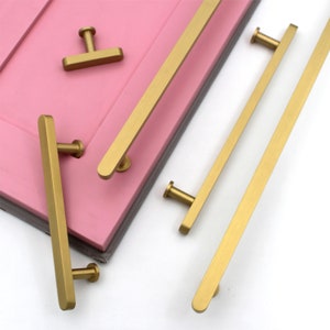 Modern Solid Brass Cabinet Pull Handle: Gold Furniture Knob