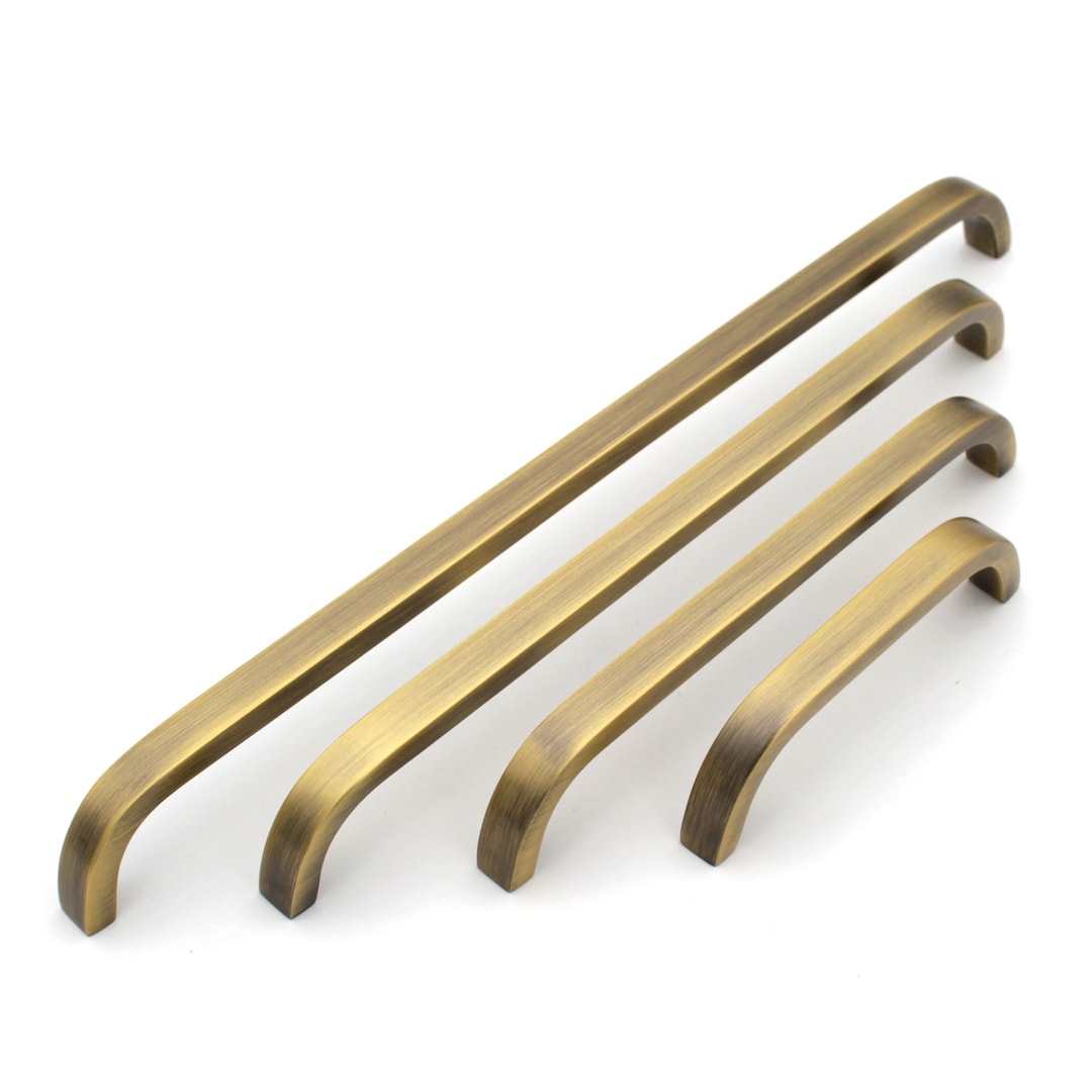 Premium Thin Solid Brass Bar Handles, Modern Gold Hardware