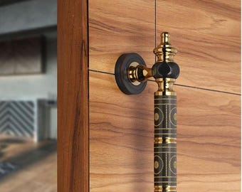 Brass Black Gold Antique Door Handle: Ornate Entrance Hardware
