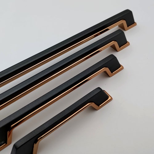 Modern Grey Gold Handles Pulls Drawer Dresser Etsy