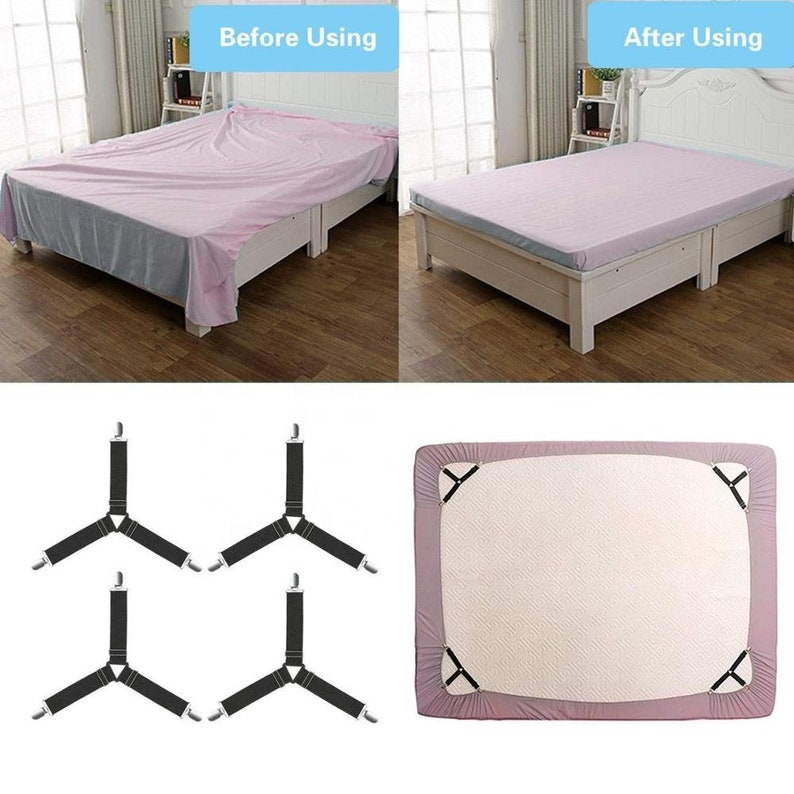 4Pcs / set Elastic Bed Sheet Clips de cama imagen 4