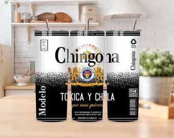 Vaso Chingona de 20 oz / Regalo divertido para latinas, estilo lata de cerveza, vaso Chingona de 20 oz, vaso de acero inoxidable con frase divertida en español, regalo para latinas.