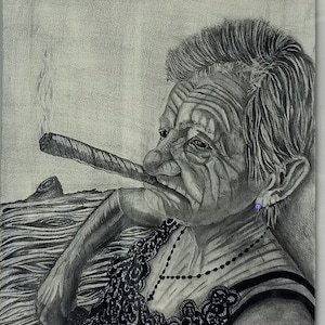 鉛筆画 老女の肖像