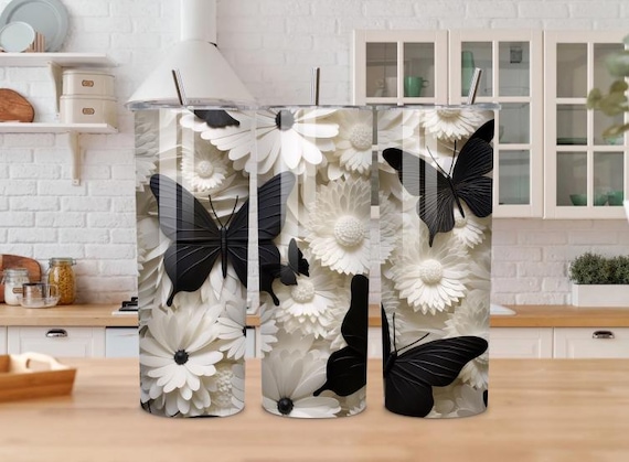 Butterfly Tumbler | Floral Stainless Steel 20oz Cup