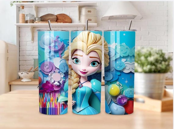Ice Princess Tumbler 20oz, Winter Girl Stainless Steel Cup, Blue Fantasy Kids Tumbler, Sublimated Skinny Tumbler, Gift for Girls