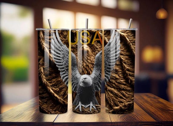 USA Bald Eagle Tumbler – Elegant Patriotic Design, Perfect Gift, 20 oz Stainless Steel"