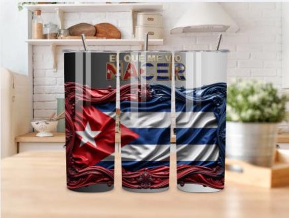 Cuban Pride 20oz Tumbler El Que Me Vio Nacer Stainless Steel Travel Mug with Cuban Flag Design Patriotic Gift Cup