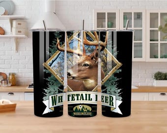 Whitetail Deer Tumbler | Hunting Stainless Steel 20oz Cup, Whitetail Deer Tumbler 20oz, Hunting Deer Stainless Steel Tumbler, Outdoorsman In