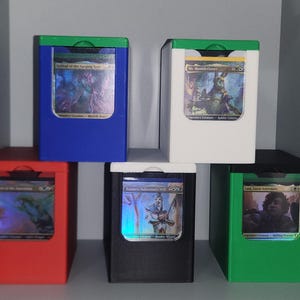 MTG EDH Commander Deck Box with Showcase  Holds 120 Sleeved Cards  Extra Storage for Tokens & Dice