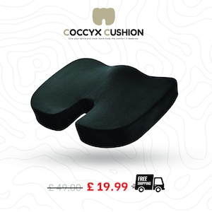 メモリーフォーム尾骨クッション、尾骨と坐骨神経痛緩和枕（車、オフィス、妊娠中用）
