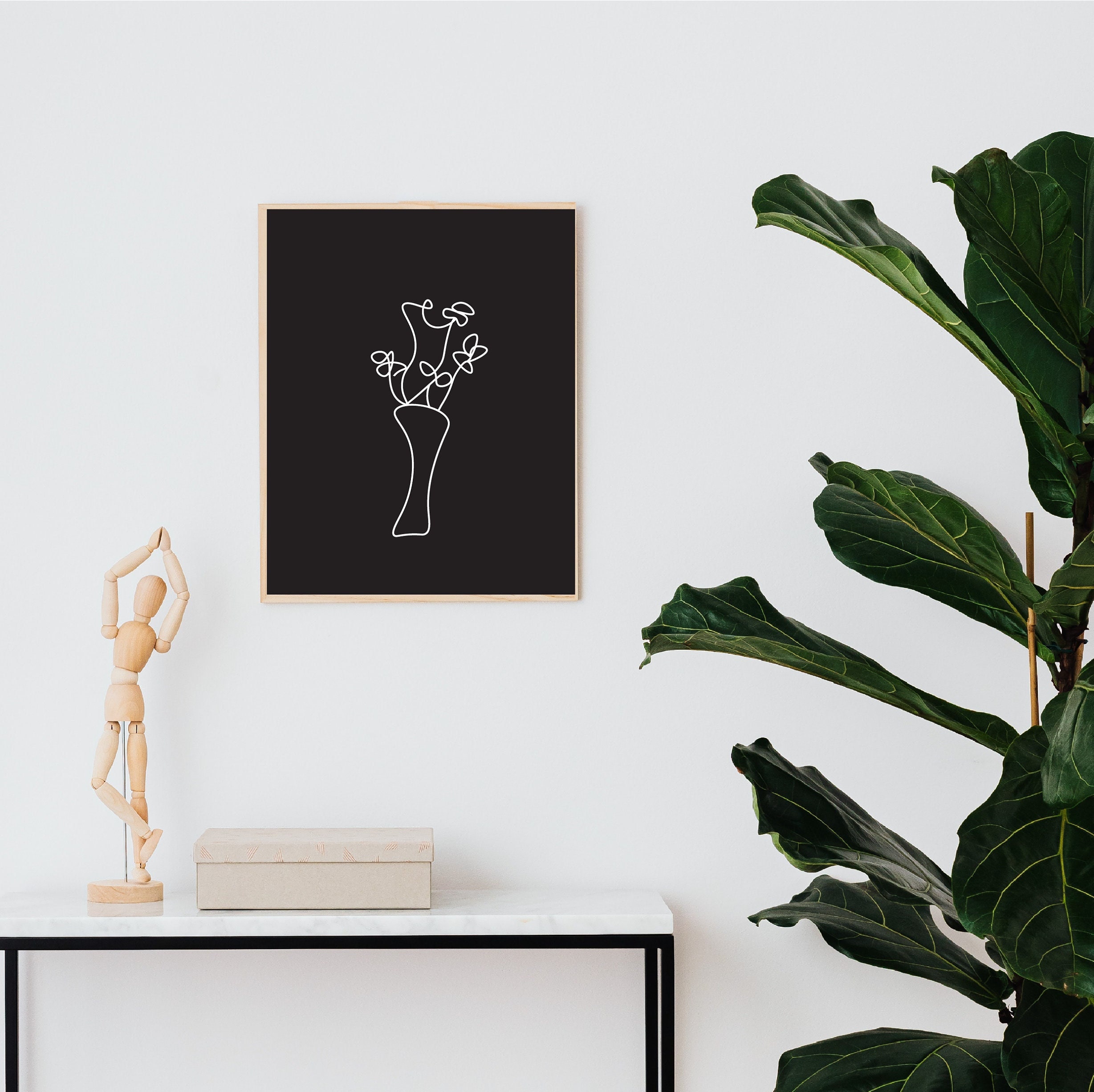 Modern Minimalist Flower Wall Art Digital Download in 2 Color Etsy