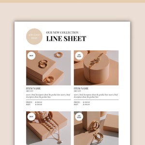 Simple Line Sheet Template | Editable Canva Template | Minimal Price List | Product Catalog | Pricing Guide | 1 Page Line Sheet Template