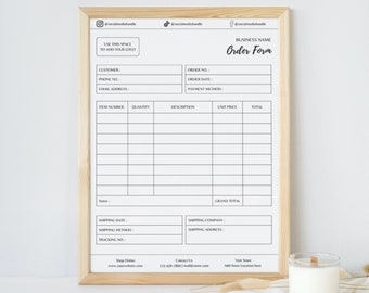 order form template | order form template printable | order form template editable | editable order form template | custom order form Canva