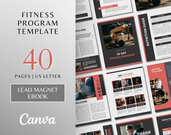 Fitness Program Template | Fitness eBook Template | Fitness and Nutrition Program eBook Template | Canva Template | Fitness Coach Template
