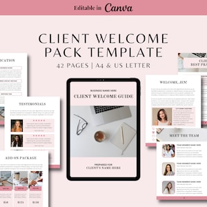 Client Welcome Packet Template | Client Onboarding Template | Virtual Assistant Welcome Packet Template | Editable Canva Template