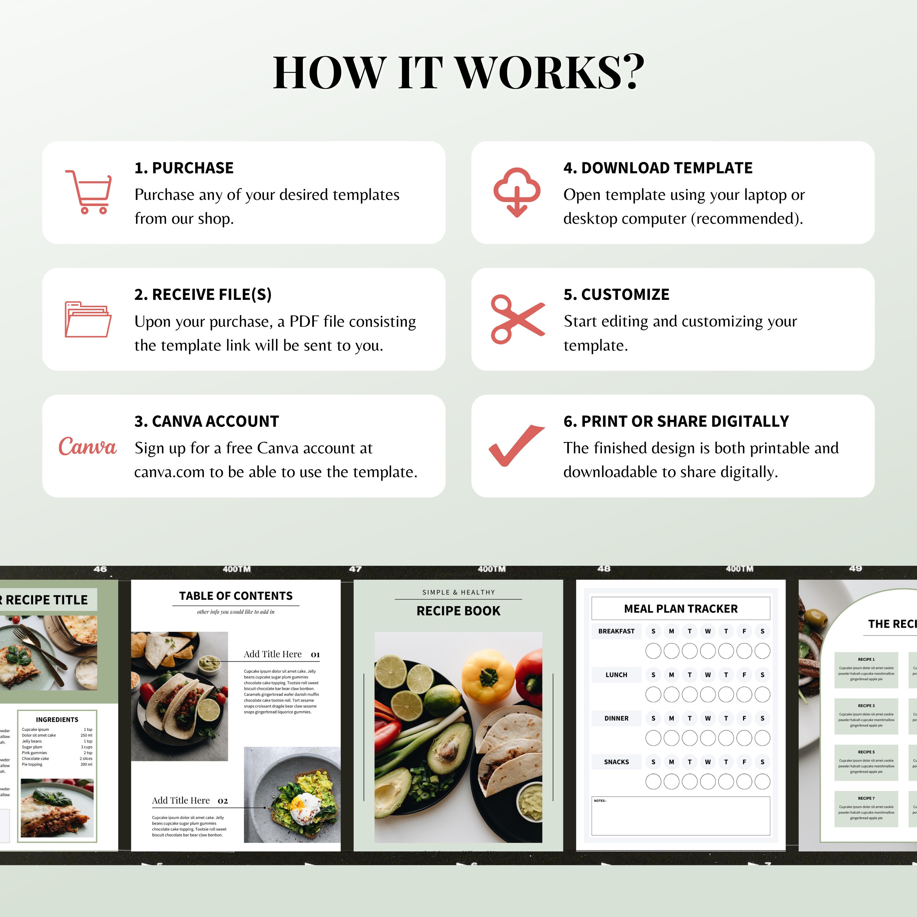 Cookbook Template Recipe Book Template Digital Cookbook | Editable ...