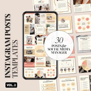Instagram Posts Templates for Social Media Manager | SMM Marketing Templates | Instagram Marketing | Instagram Branding Kit | Canva Template