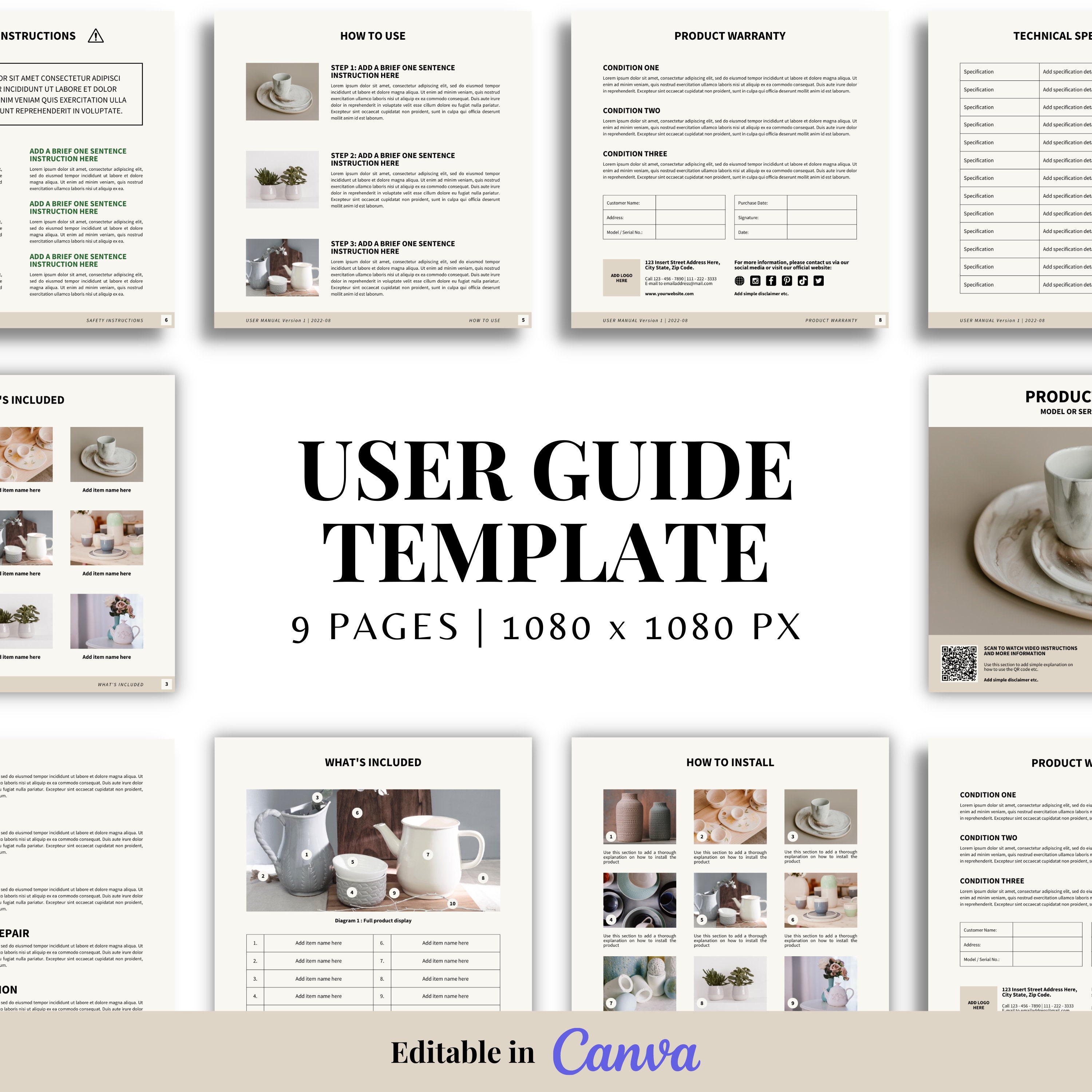 User Manual Template | Product Instruction Manual Template | User Guide ...