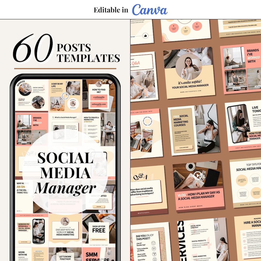 60 Instagram Posts Templates For Social Media Manager Social Media