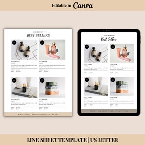 Line Sheet for Wholesale | Canva Template | Editable Price List | Product Catalog | Sales Sheet | Pricing Guide | 1 Page Line Sheet Template