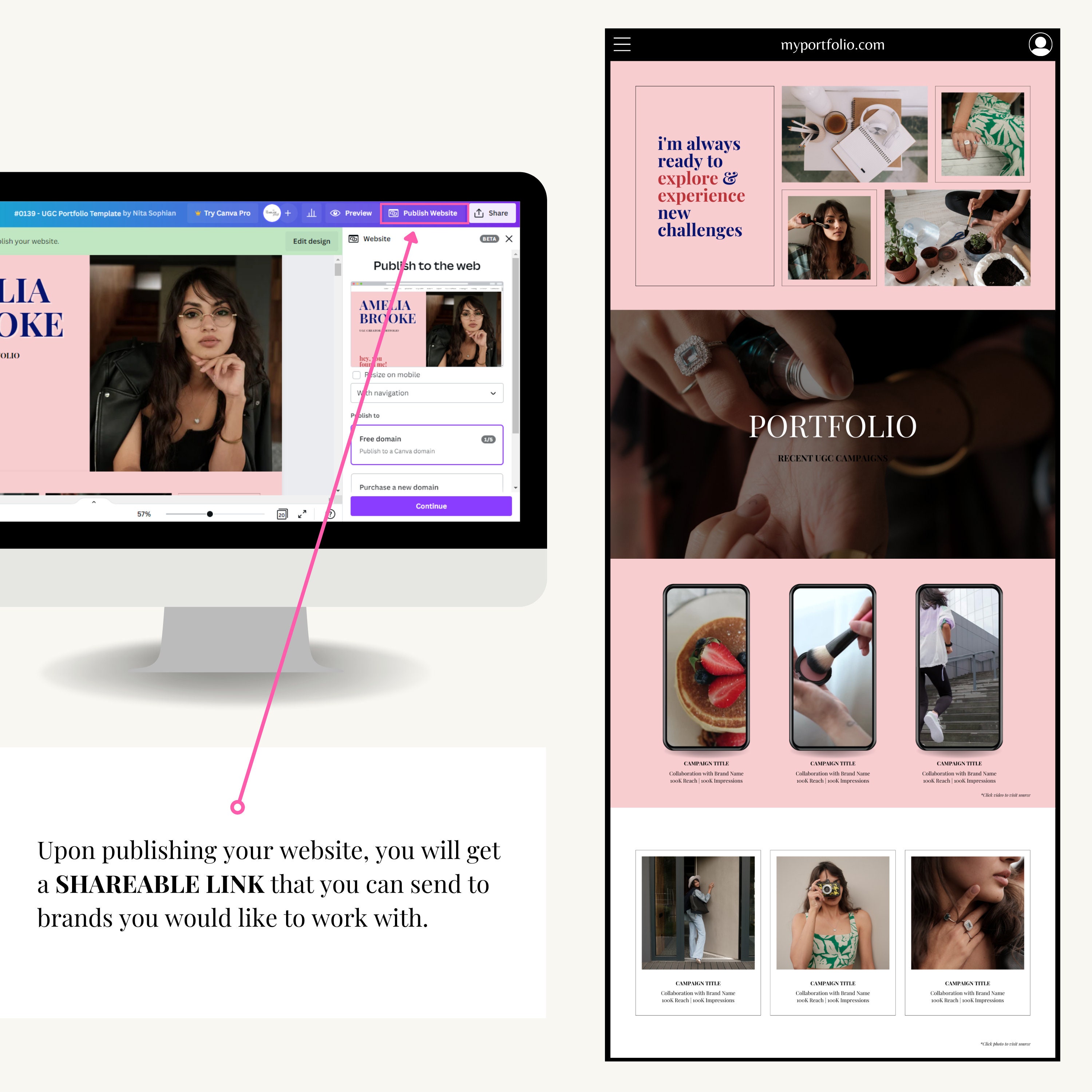 UGC Portfolio Canva Template UGC Website Canva Template Landing Page ...