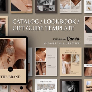 Product Catalog / Lookbook / Gift Guide Template for Jewelry | Modern Line Sheet Template | Minimalist Style | Editable Canva Template