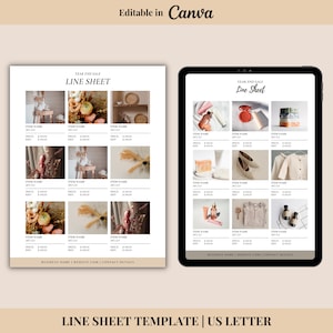 Line Sheet for Wholesale | Canva Template | Editable Price List | Product Catalog | Sales Sheet | Pricing Guide | 1 Page Line Sheet Template