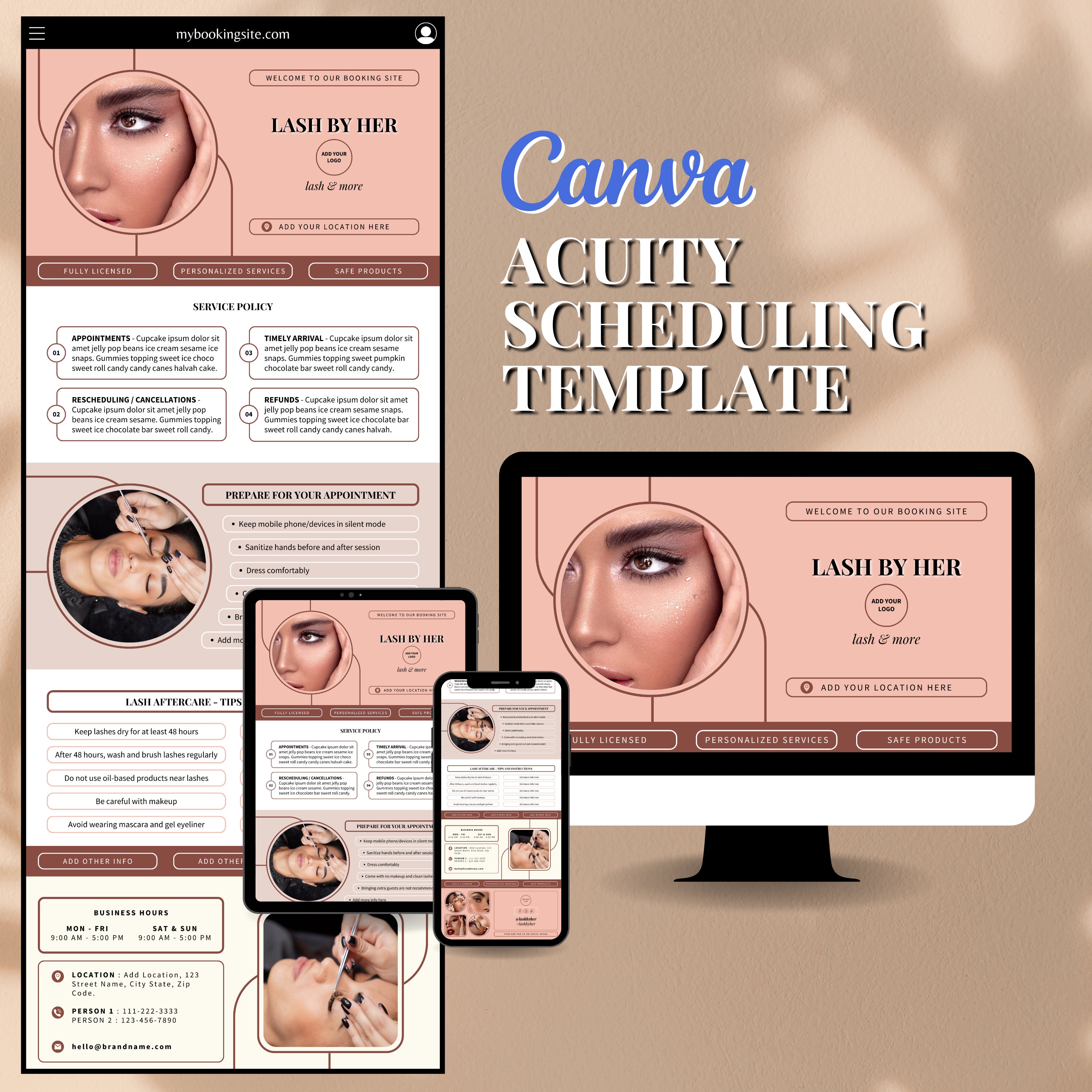 Acuity Scheduling Template Lash Tech Minimal Design DIY Booking Site ...
