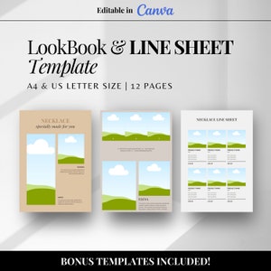 Lookbook and Line Sheet Template | Product Catalog Template | Wholesale Line Sheet | FREE Order Form Template | Editable Canva Template