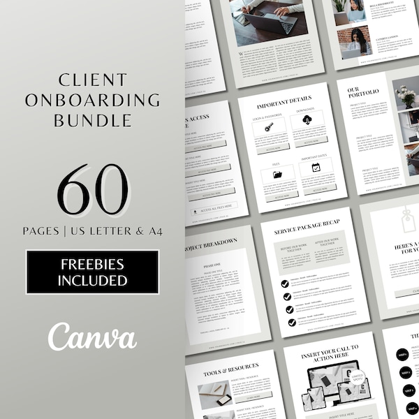 Client Onboarding Template Bundle | Canva Template | Client Welcome Packet | Services & Pricing Guide | Client Goodbye Packet