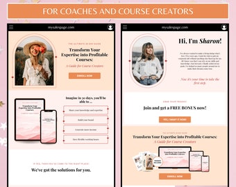 Sales Page Template | Website Template | Landing Page | Sales Funnel | Canva Sales Page | Coaching Template | Online Course Launch Template