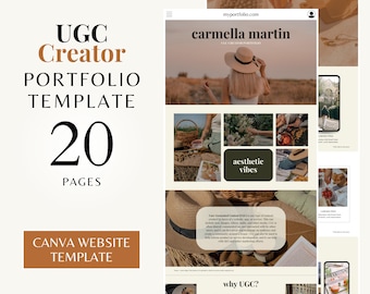 UGC Template | UGC Portfolio Template | UGC Portfolio | pretty ugc portfolio template | ugc creator template | editable canva website