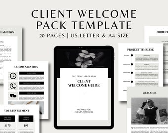 Plantilla de paquete de bienvenida para clientes / Plantilla de paquete de bienvenida / Guía del cliente / Guía de servicios / Guía de incorporación de clientes / Plantilla de Canva