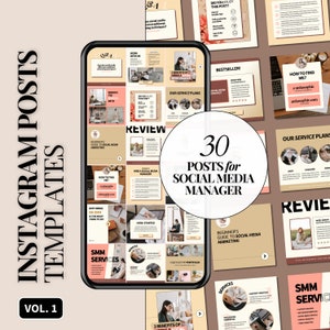 Instagram Posts Templates for Social Media Manager | SMM Marketing Templates | Instagram Marketing | Instagram Branding Kit | Canva Template