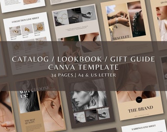 Product Catalog / Lookbook / Gift Guide Template | Wholesale Line Sheet Template | Editable Canva Template | Jewelry Catalog | Ebook