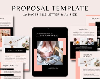 Plantilla de propuesta para propietarios de empresas, administradores de redes sociales, asistentes virtuales y autónomos / Propuesta de marketing / Plantilla de Canva