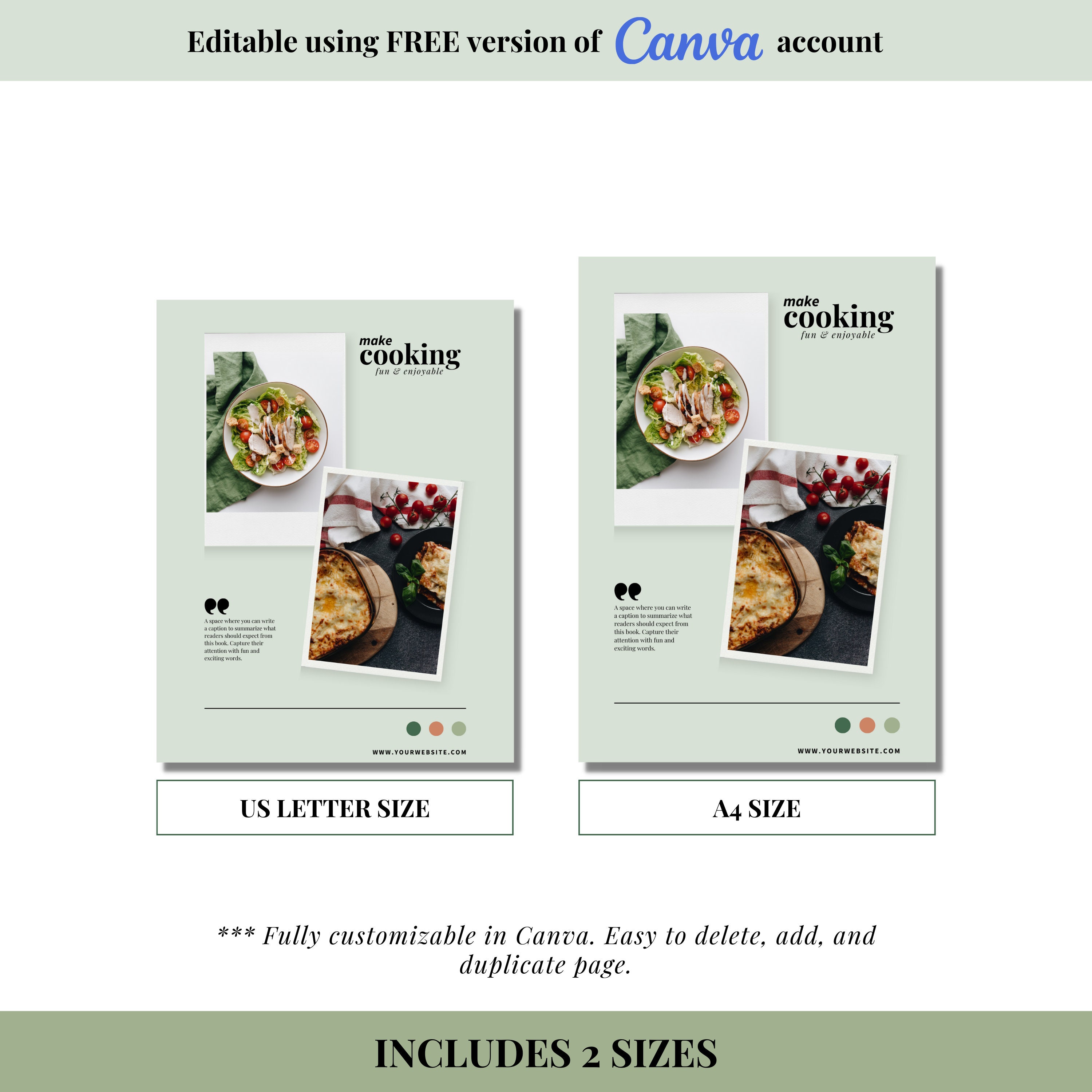 Cookbook Template Recipe Book Template Digital Cookbook | Editable ...