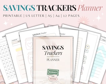 Savings Trackers Planner | Printable PDF Planner | Personal Finance Tracker | Savings Planner | Savings Tracker | Savings Challenge