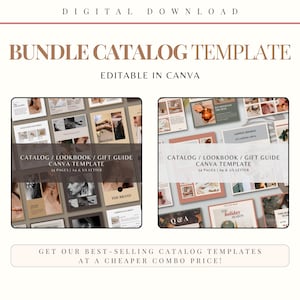 バンドルテンプレート 製品カタログテンプレート | ルックブックテンプレート | ギフトガイドテンプレート | 卸売ラインシートテンプレート | 編集可能なCanvaテンプレート