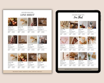 Feuille de lignes pour la vente en gros | Modèle de catalogue de produits | Modèle de liste de prix des produits | Modèle de feuille de lignes de 1 page | Modèle de toile modifiable
